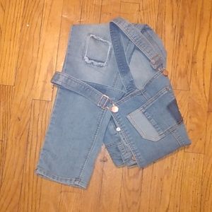 Large Denim Over-alls skinny leg